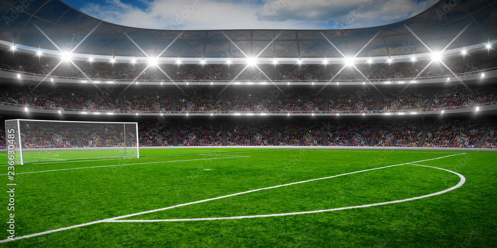 Naklejka premium Green soccer stadium