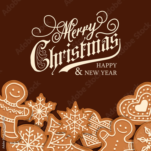 Beautiful Christmas card with gingerbread