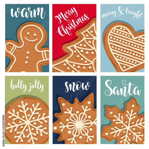 Christmas card collection with gingerbread