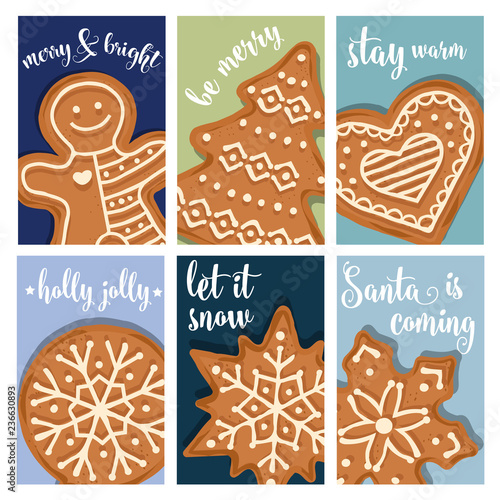Christmas card collection with gingerbread