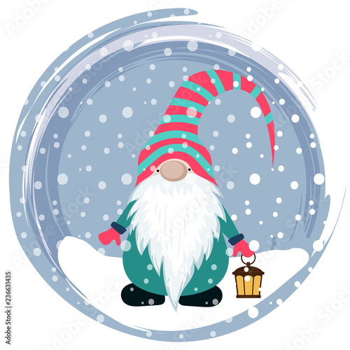 Christmas card with funny gnome