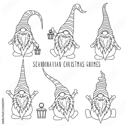 Chrismas gnomes collection for coloring