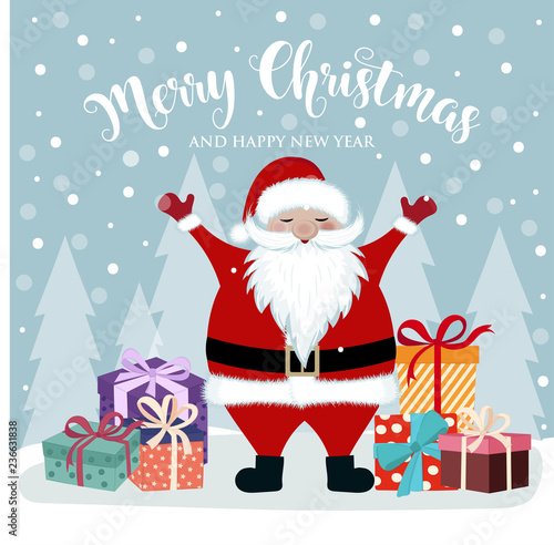 Christmas card withSanta and presents