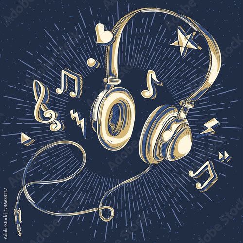 Hand drawn funky headphones 