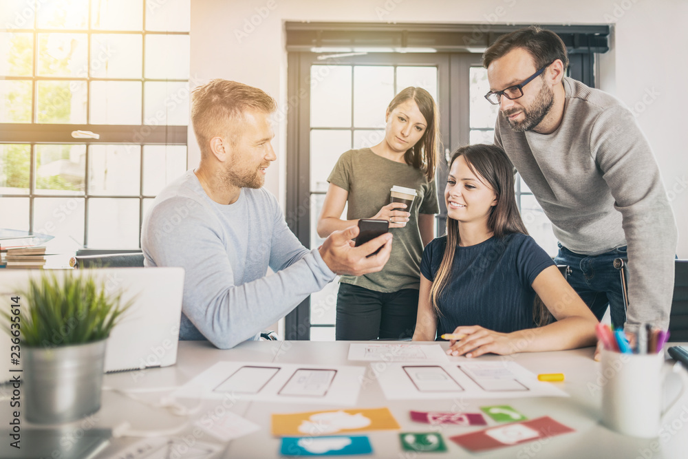 Obraz premium Designers drawing website ux app development.