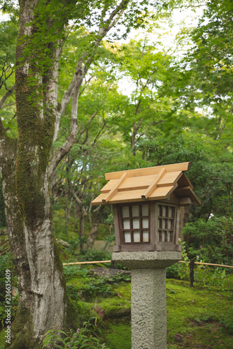 japanese wooden lantern in the park