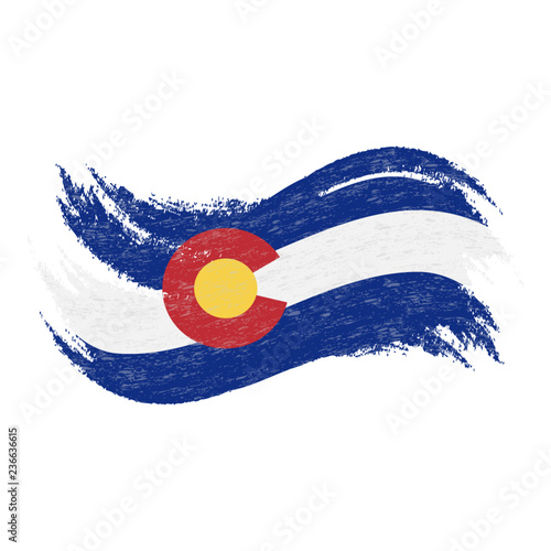 National Flag Of Colorado, Designed Using Brush Strokes Isolated On A White Background. Vector Illustration. Use For Brochures, Printed Materials, Logos, Independence Day.