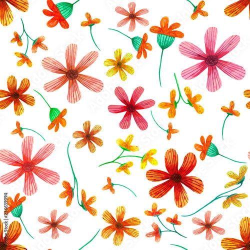 Wallpaper Mural spring flowers with watercolor on a white color Torontodigital.ca