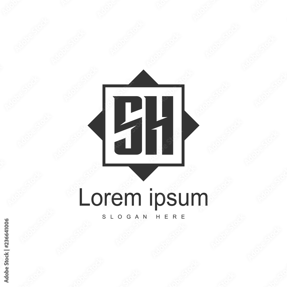 Initial letter SH Logo template design. minimal letter logo Initial letter SH Logo template design. minimal letter logo