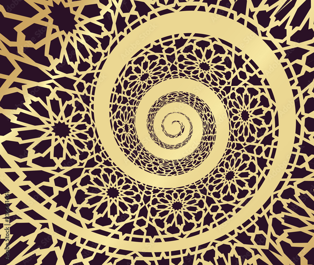 Islamic pattern, swirled in 3d spiral shape