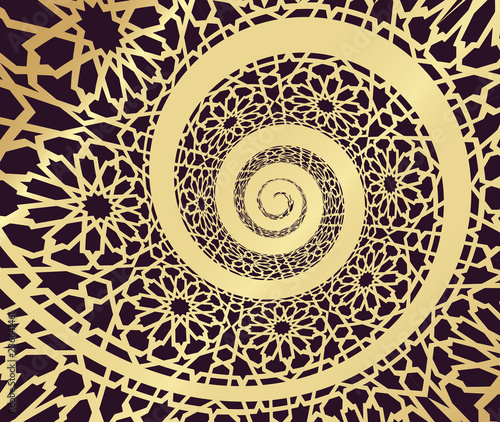 Islamic pattern, swirled in 3d spiral shape