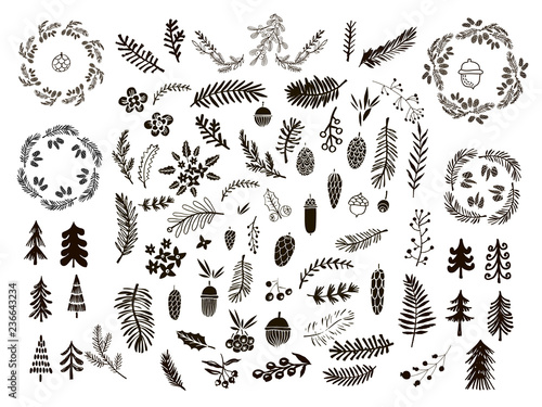 Set of Christmas doodle elements8