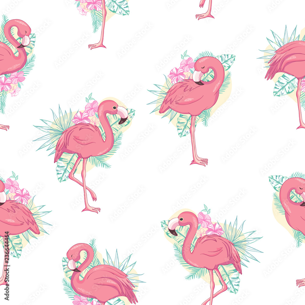 Naklejka premium Tropical flamingo pattern