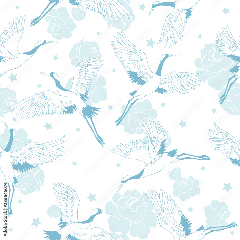 Fototapeta premium crane, pattern, vector, illustration