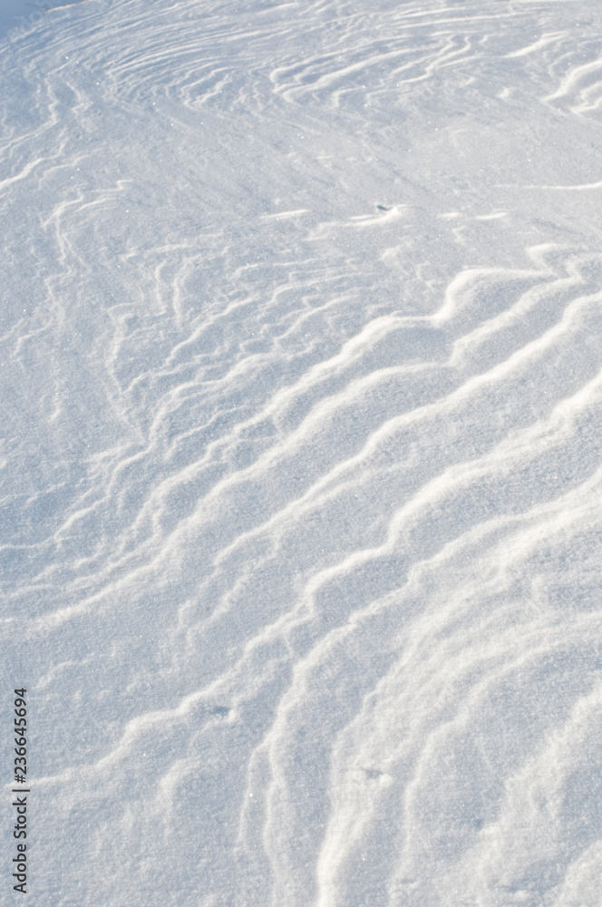 Wind sculpted patterns on snow surface. Wind sculpted patterns on snow surface.