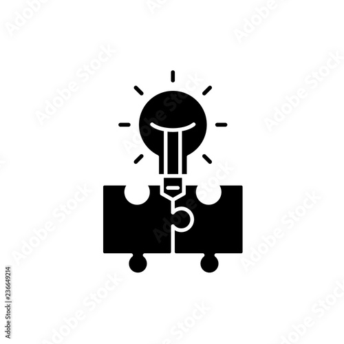 Idea generation black icon, concept vector sign on isolated background. Idea generation illustration, symbol