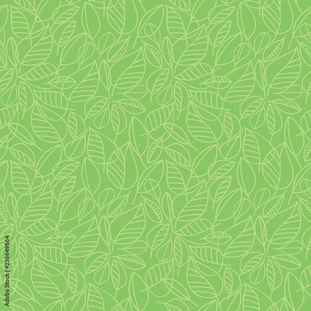Fototapeta premium Green leaves seamless pattern