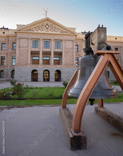 State House and Liberty Bell Front Lawn Arizona Capital Building Phoenix photo