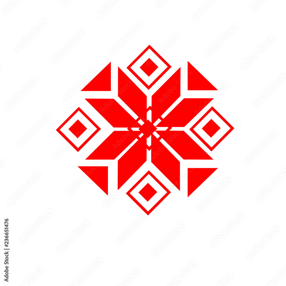 Red the ethnic element of the Slavic pattern on a white background Red the ethnic element of the Slavic pattern on a white background