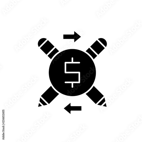 Business copywriter black icon, concept vector sign on isolated background. Business copywriter illustration, symbol