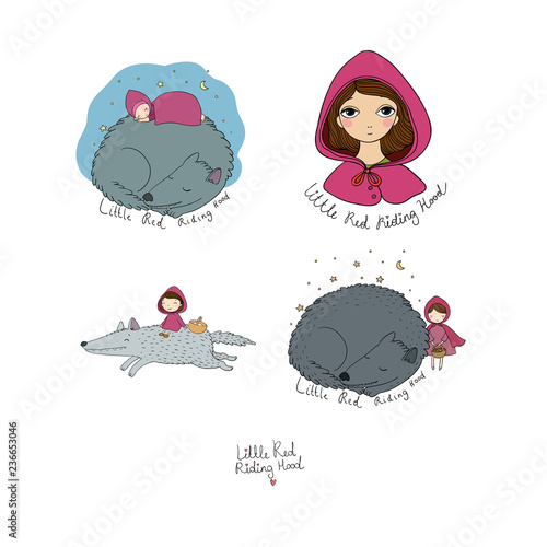 Set With Little Red Riding Hood Fairy Tale Little Cute Cartoon Girl And Wolf Hand Drawing Isolated Objects On White Background Vector Illustration Stock Vector Adobe Stock Set With Little Red Riding Hood Fairy Tale Little Cute Cartoon Girl And Wolf Hand Drawing Isolated Objects On White Background Vector Illustration Stock Vector Adobe Stock