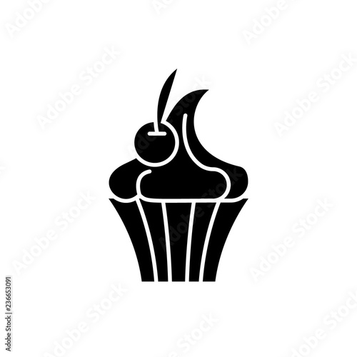 Creme brulee black icon, concept vector sign on isolated background. Creme brulee illustration, symbol