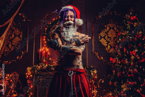 nude tattooed santa