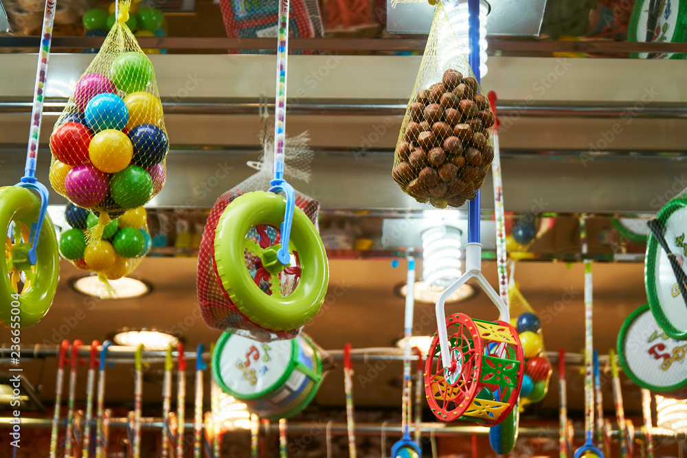 hanging pastic toys an chestnuts