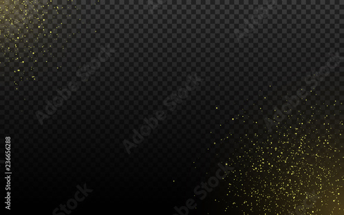 Abstract golden sparkle on a transparent background. Gold dust and glares. Christmas magical dust. Shimmering particles. Vector illustration