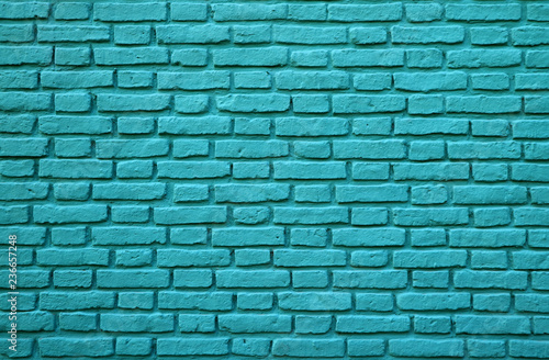 Turquoise Colored Brick Wall at La Boca in Buenos Aires of Argentina for Background  Texture or Pattern 