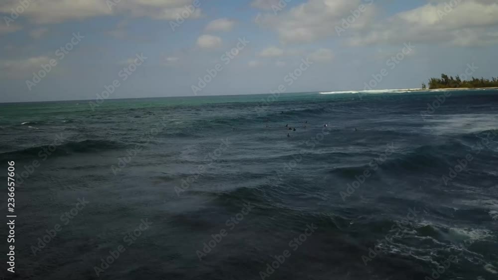 Surfers Banzai Pipeline far away- Drone Surfers Banzai Pipeline far away- Drone