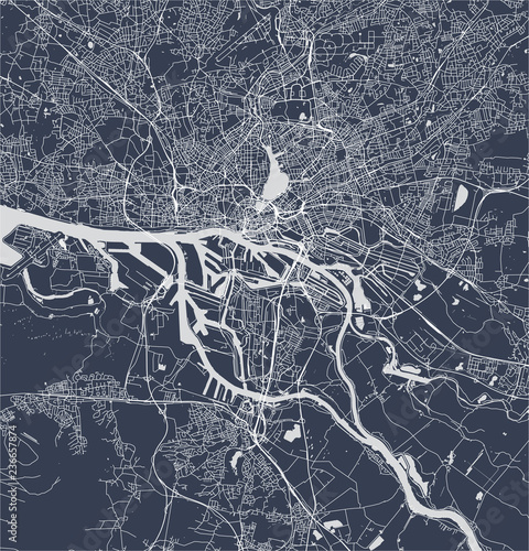 map of the city of Hamburg,, Germany