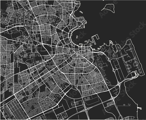 map of the city of Doha, Qatar photo