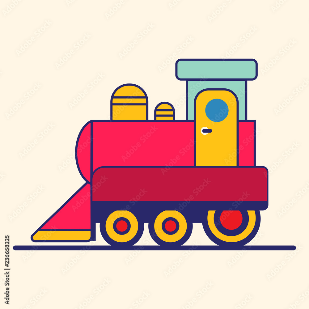 Cartoon Style Toy Railroad Train. Vector illustration Cartoon Style Toy Railroad Train. Vector illustration