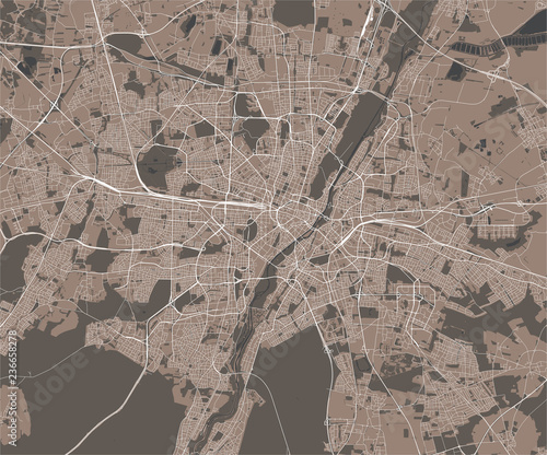 map of the city of Munich, Bavaria, Germany