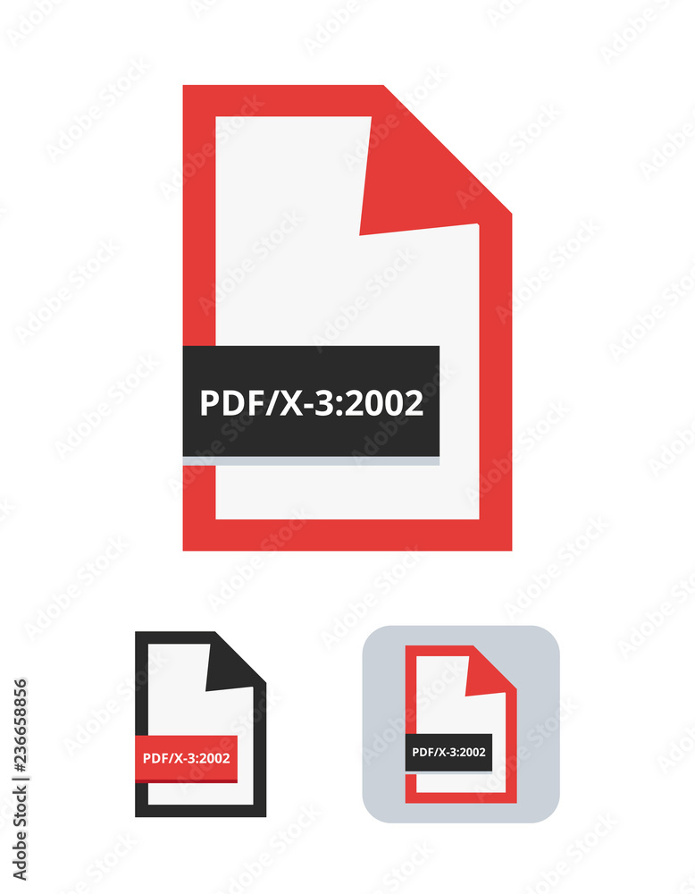 pdf/x-3:2002 file flat vector icon. Symbol of PDF/X-3 ISO standard for graphics exchange between graphic designer and printing plant or printing house isolated on a white background. pdf/x-3:2002 file flat vector icon. Symbol of PDF/X-3 ISO standard for graphics exchange between graphic designer and printing plant or printing house isolated on a white background.