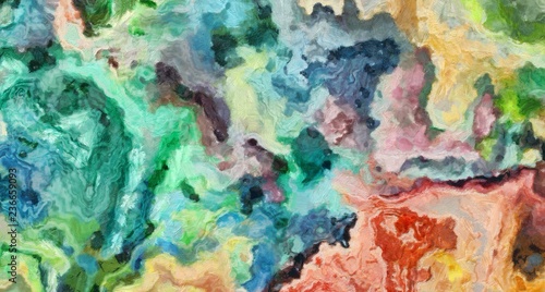 Close up oil paint abstract background. Art textured brushstrokes in macro. Part of painting. Old style artwork. Dirty watercolor texture. Modern pattern. Chaotic splashes. Multi-colors design.