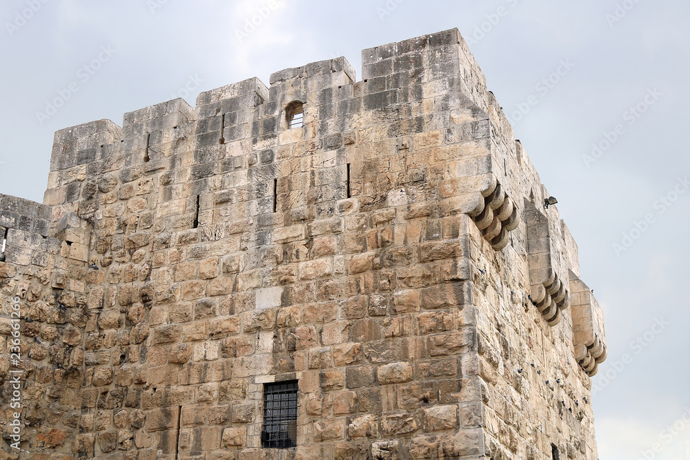 Part of the Jaffa Gate structure in The Old City of Jerusalem, Israel Part of the Jaffa Gate structure in The Old City of Jerusalem, Israel