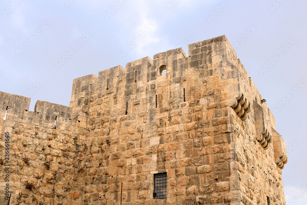 Part of the Jaffa Gate structure in The Old City of Jerusalem, Israel
