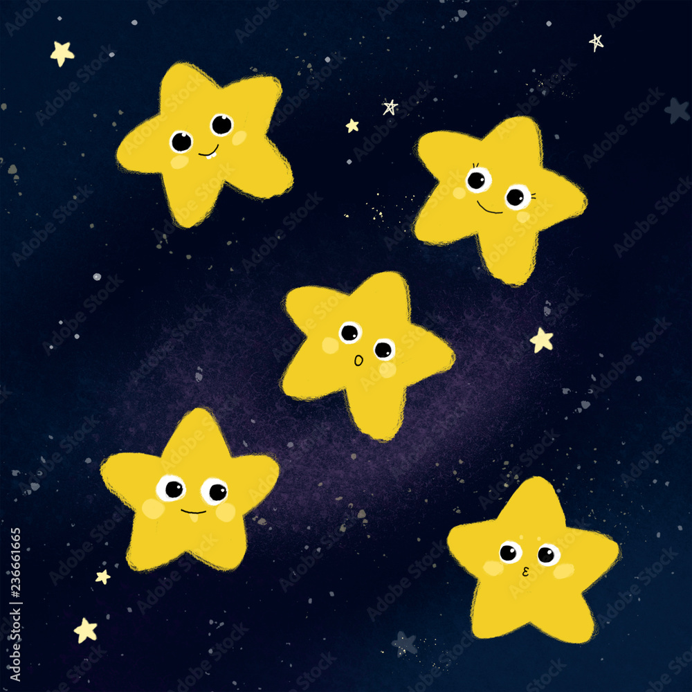 5 yellow stars in the sky
