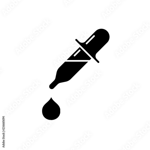 Eye drops black icon, concept vector sign on isolated background. Eye drops illustration, symbol
