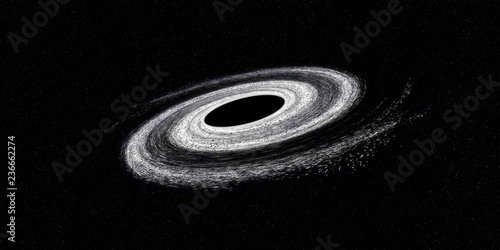 Black hole with white border somewere in space. Elements of this image were furnished by NASA. photo