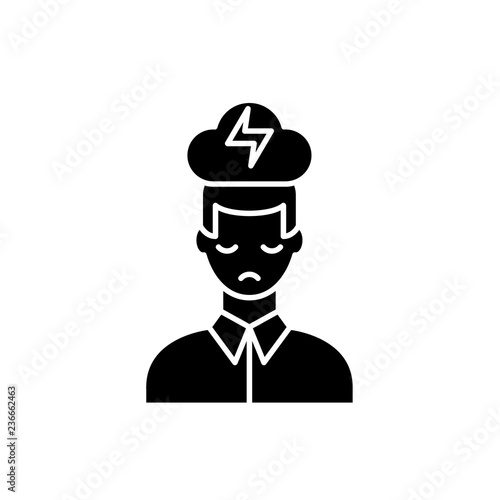 Nervous breakdown black icon, concept vector sign on isolated background. Nervous breakdown illustration, symbol