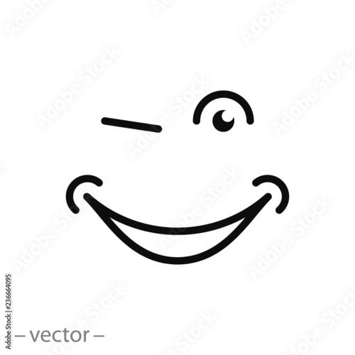 smile, eye winks, line sign, icon vector
