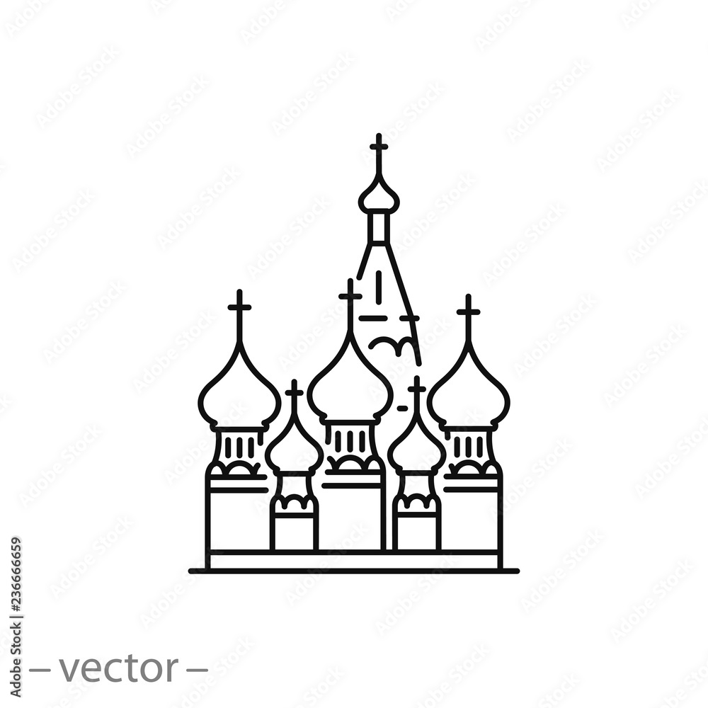 St Basil's Cathedral, outline icon isolated on white background. Red Square,  Moscow, Russia. Vector illustration eps10 Stock Vector | Adobe Stock