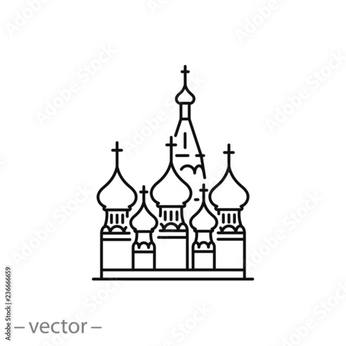 St Basil's Cathedral, outline icon isolated on white background. Red Square, Moscow, Russia. Vector illustration eps10