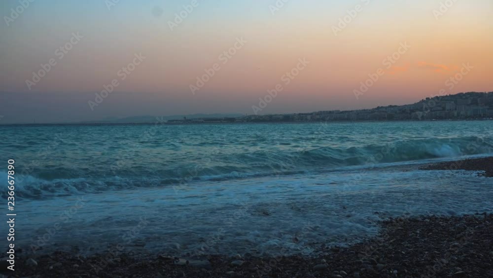 Cote d'Azur. Waves in the background sunset. Cote d'Azur. Waves in the background sunset.
