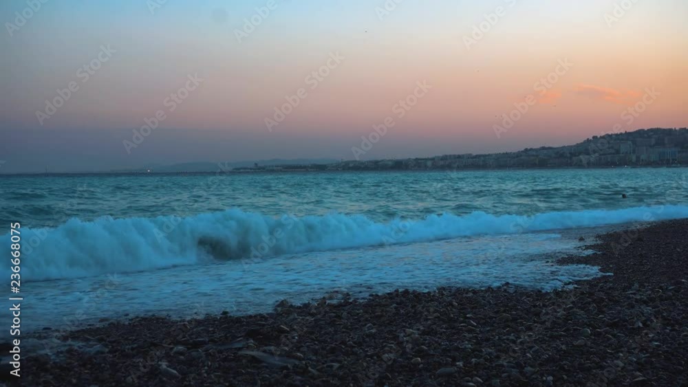 Cote d'Azur. Waves in the background sunset. Cote d'Azur. Waves in the background sunset.