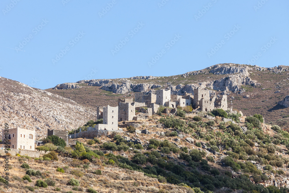 Stone old tower house on Mani, Greece.