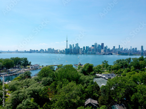 Photography View of Toronto cityscape via Toronto Centre Island during sunset at summer